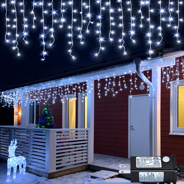 Luces de Navidad Nielfoi 20 metros 640 LED Estalactitas Blancas para Exterior