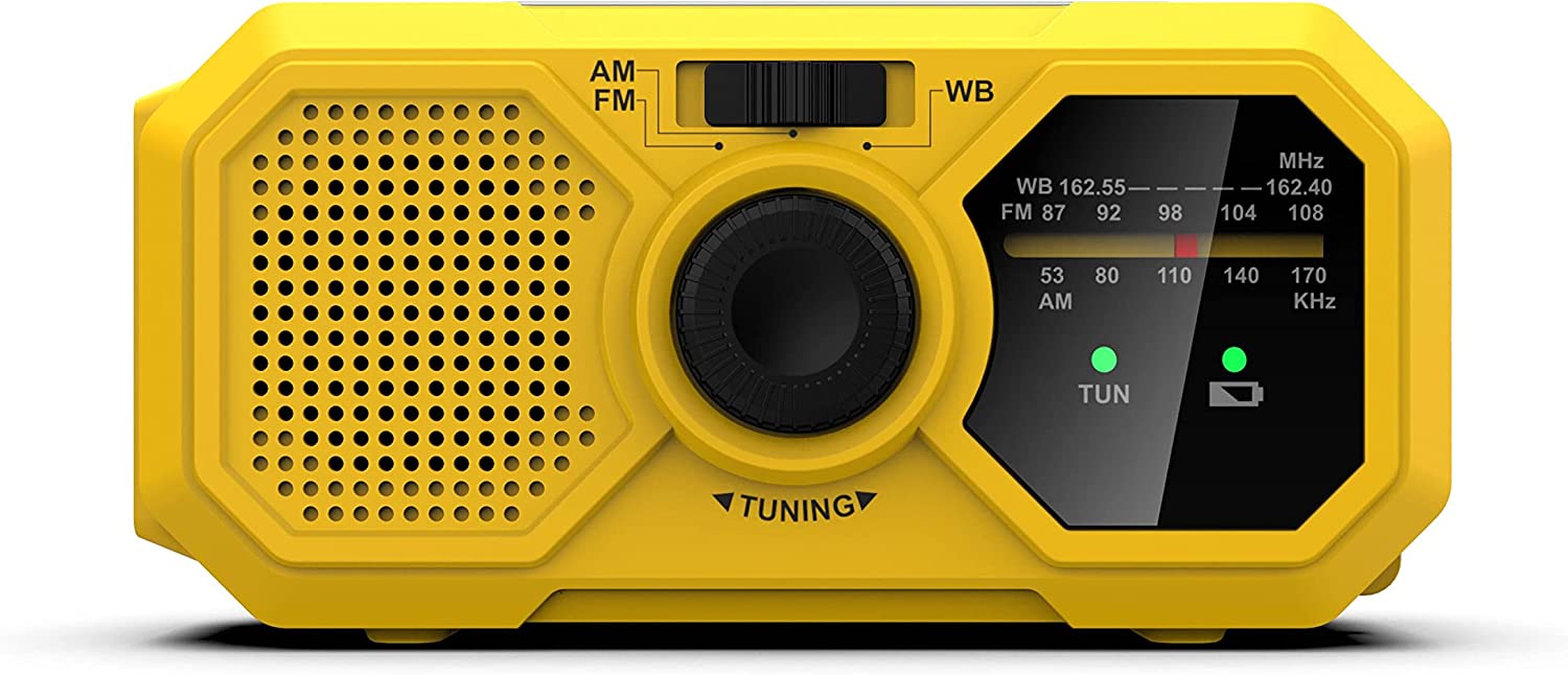 Kaito V5 AM/FM/NOAA Battery LED Flashlight Portable Weather Radio, Yellow