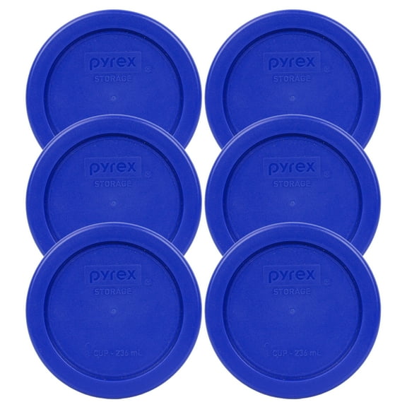 Pyrex 7202-PC Cadet Blue Round Food Storage Replacement Lid Cover (6-Pack)