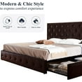 thumbnail image 5 of Allewie Upholstered King Size Platform Bed Frame with 4 Storage Drawers and Headboard, Diamond Stitched Button Tufted, Black Brown, 5 of 7