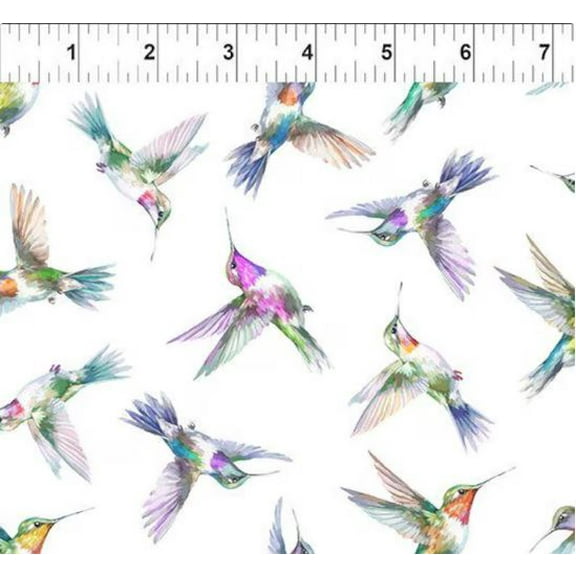 Cotton Daydreams by Jason Yenter Hummingbirds Wings Spring In The Beginning Fabrics Multicolor Cotton Fabric Print by the Yard (5DD-1)