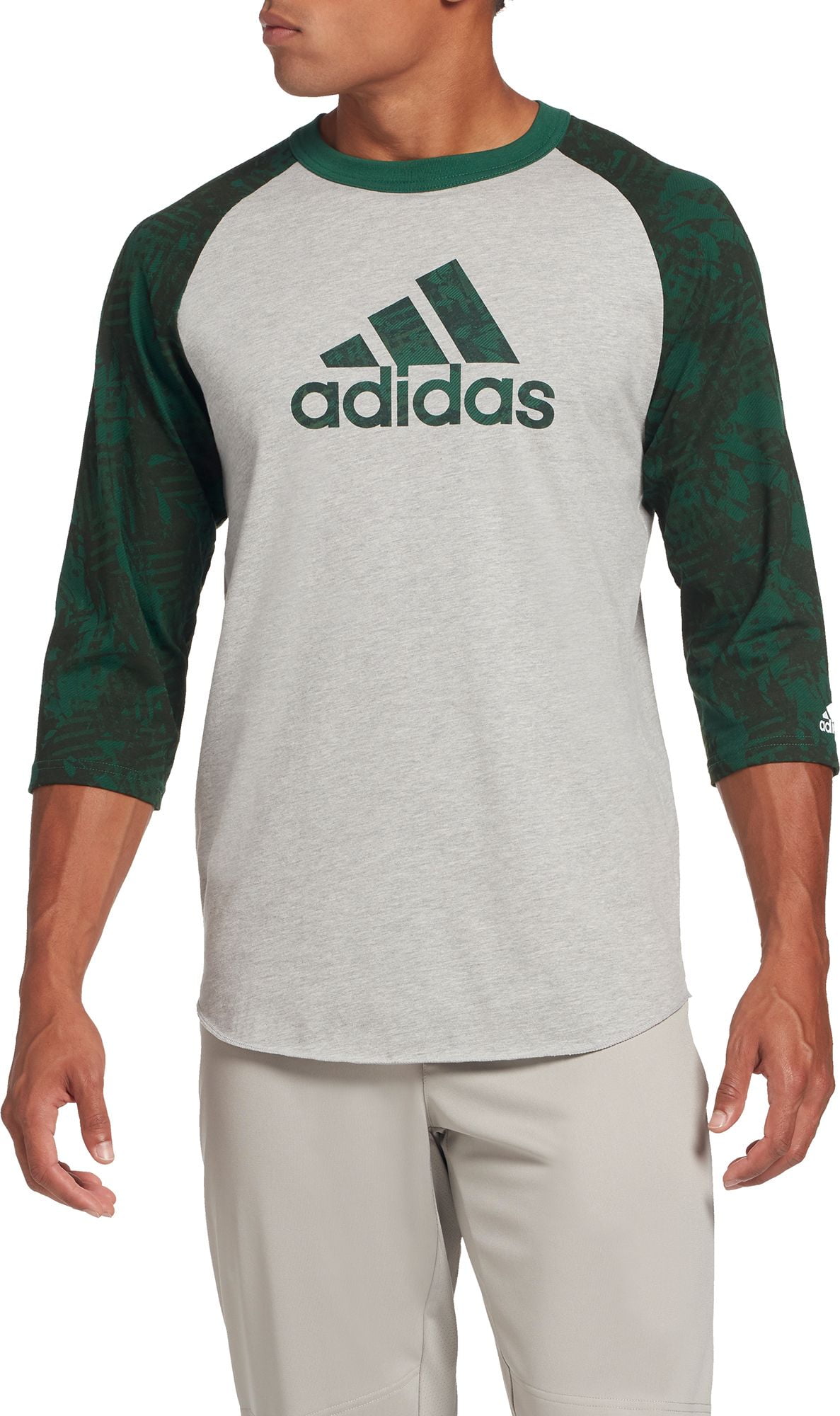 Adidas adidas Men's Triple Stripe Printed Â¾ Sleeve Baseball Shirt