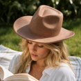 thumbnail image 6 of Clossjun Womens Western Cowboy Hats Studded Pinched Cowgirl Caps Wide Brim Fedoras Beanies with Belt Buckle Party Outdoor Activity Head Wear, 6 of 6