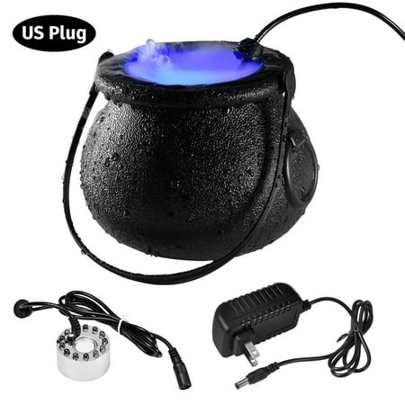 

Pudcoco Halloween Cauldron with Mist Maker 12 LED Color Changing Lights Smoke Fog Witch Pot for Halloween Decorations
