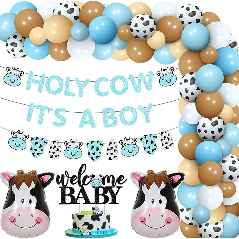 Cow Baby Shower Decoration Holy Cow It s A Boy Baby Shower Supplies Blue Banner Cow Print Baby Shower Supplies Balloon Arch for Cow Boy Baby Shower