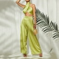 thumbnail image 5 of Womens 2 Pieces Outfits Summer Solid Casual Criss Cross Sleeveless Crop Tops and Wide Leg Pants Sets, 5 of 9