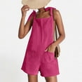 thumbnail image 5 of Jumpsuits For Women Short Overalls Casual Sleeveless Adjustable Rompers Velvet With Pockets 2025 Hot Pink, 5 of 9