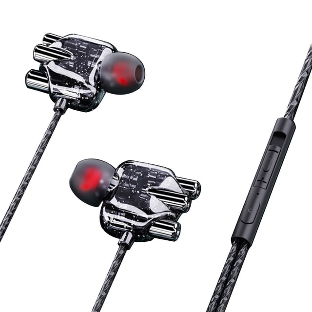 Opolski Casque Filaire Multi-Core Bobine Mobile ABS 4 Haut-Parleurs HiFi Écouteurs pour Musique