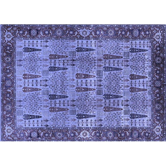 Ahgly Company Machine Washable Indoor Rectangle Oriental Blue Industrial Area Rugs, 4' x 6'
