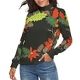 thumbnail image 2 of Leaves, Pinecone And Poinsettia. Women's Turtleneck Sweater Long Sleeve Ribbed Fitted Turtle Neck Casual Fall Winter Collection Top S, 2 of 4