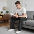 thumbnail image 6 of Mens Sweatpants Baggy Loose Fit Raw Hem Pants Casual Drawstring Pants Y2K Wide Leg Stretchy Pants with Pockets, 6 of 8