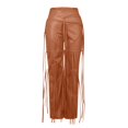 thumbnail image 5 of safuny Women's Pants Tassel Pants For Lady Wife Daughter Girlfriend Fashion Full Length Trousers High Waist Knitted Solid Color Comfy Lounge Casual Yellow XXL, 5 of 6