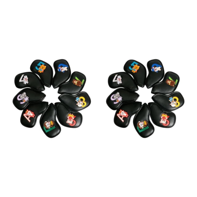 Greeniant 9Pcs Golf Iron Headcover Set Golf Club Cover Sleeve Head for Outdoor Sports Negro 2piezas