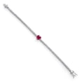 thumbnail image 3 of Gem Stone King 925 Sterling Silver Red Created Ruby and White Moissanite Tennis Bracelet for Women (4.63 Cttw, Gemstone Birthstone, Heart Shape 8MM, 7.25 inch), 3 of 6