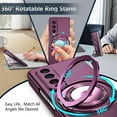 thumbnail image 3 of Magnetic Case for Samsung Galaxy Z Fold 3 Case with Kickstand & Ring Holder, [Compatible with MagSafe Charging] Slim Ultra PC Back Scratch-Resistant Military Grade Shockproof Case, Wine, 3 of 7