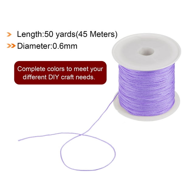 3 Rolls Nylon Beading Thread Knotting Cord 0.6mm 50 Yards Braided Nylon  Crafting Satin String, Light Purple 