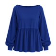 thumbnail image 4 of Yigetop Women's Boat Neck Peplum Sweatshirt Lightweight Long Sleeve Loose Fit Casual Pullover Tops Blue M, 4 of 4