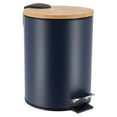 thumbnail image 2 of Navy Blue Trash Can with Bamboo Lid and Pedal, 2.5L Capacity, 2 of 7