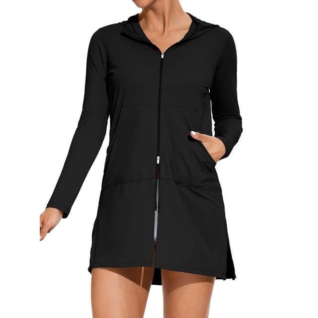 Charmo Womens Lightweight Rash Guard UPF 50+ Sun Protection Hoodie Swimm Shirts with Pockets