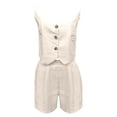thumbnail image 5 of Arlun Summer Linen Two Piece Sets for Women V-Neck Button down Sleeveless Tank Top and Loose Shorts Comfortable 2 Piece Outfits Lightweight Soft Breathable for Daily Wear White XL, 5 of 5
