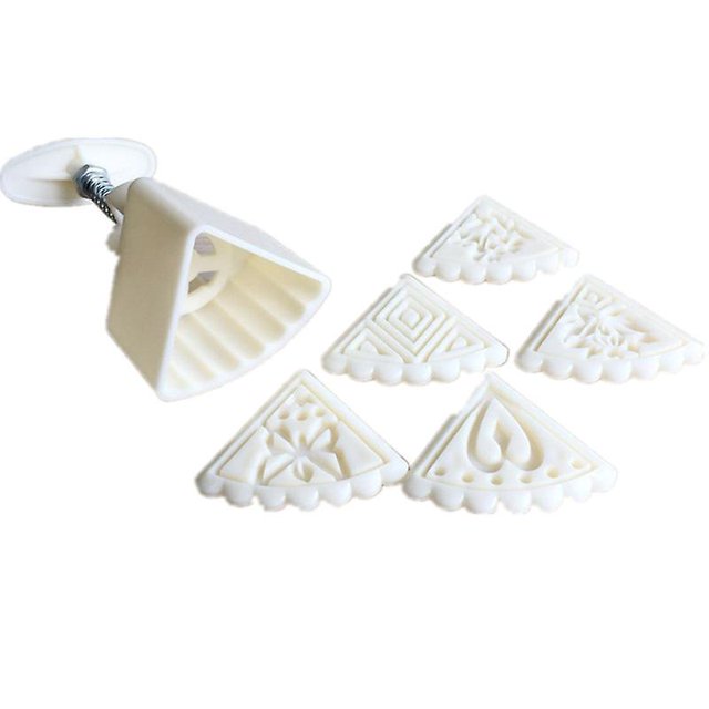 Sellos para galletas, molde para pastel de luna con 5 sellos, prensa Triangular para galletas, Festival de oto?o, decoración Diy, molde para cortar pasteles (blanco, 1 unidad) ZefeiWu 8390615850094
