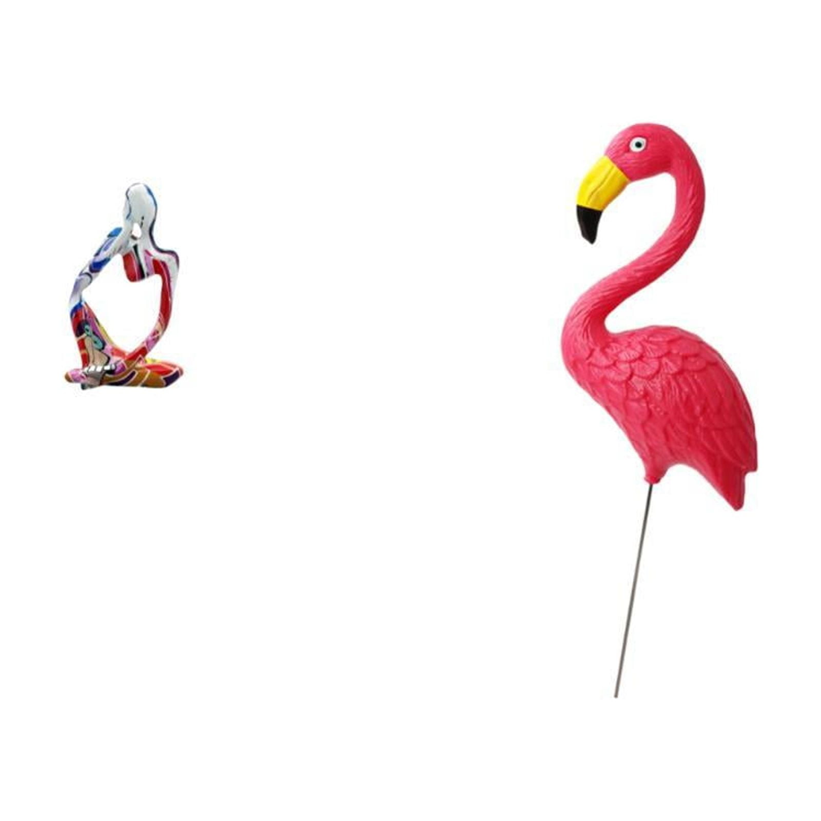 Resin Statue Flamingo Figurine Garden Stake Abstract Polyresin Art for Home Office Yard Decor