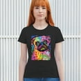 thumbnail image 3 of Tee Hunt Cute Pug Puppy T-Shirt Dean Russo Colorful Neon Mosaic Dog Women's T-Shirt Tee, Black, Large, 3 of 5