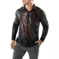 thumbnail image 5 of Ana Mens Sparkly Sequins Party Dance Shirts Retro 70s Disco Nightclub Shirt Tops, 5 of 9