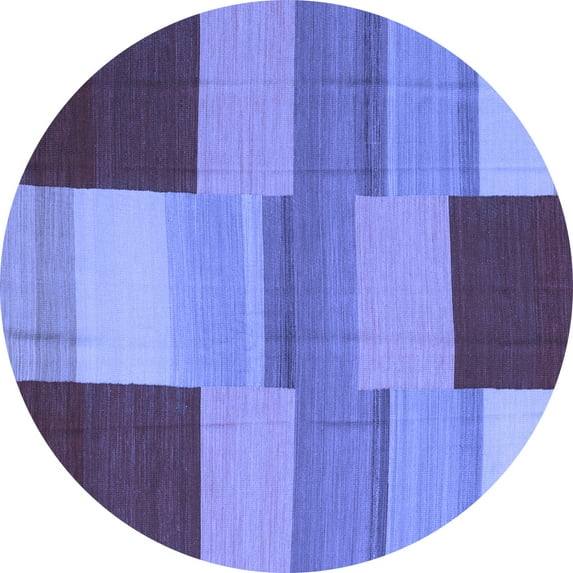 Ahgly Company Indoor Round Abstract Blue Contemporary Area Rugs, 4' Round
