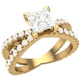 thumbnail image 4 of Princess Cut Diamond Engagement Rings 14K Gold Split Shank Style Cross Shank 1.75 CT TW 14K Gold (K-L,I1), 4 of 8