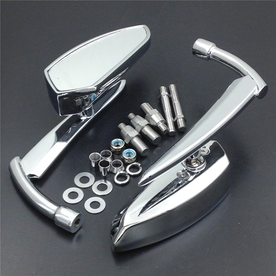 HTTMOTOR Motorcycle Chromed Spear Blade Mirrors Fit Harley Davidson