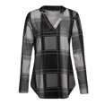 thumbnail image 6 of Okbop Satin Tops for Women,Fashion Plaid Print Long Sleeve Breathable V-Neck Shirt Tops Women Blouse Mama Shirt, 6 of 6