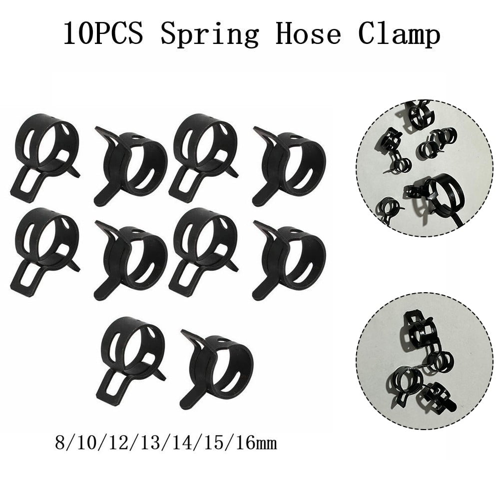 10pcs Black Spring with Fuel Hose Clip Silicone Hose Reusable 5-16mm Hose  Clip