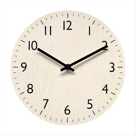 Wall Clock Light Wood Grain Clocks Simple-Design Clock Non Ticking Wall Clocks Decorative for Bathroom Kitchen Etc Decor,1 x wall clock,Wood Color