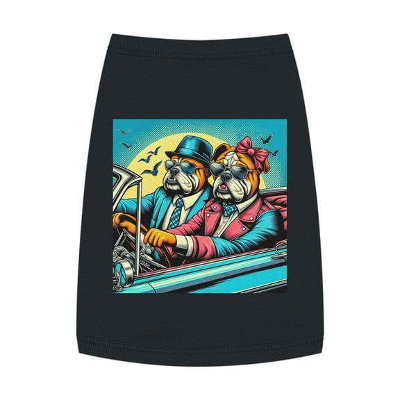 Wacky Pet Tank Top Bulldog sunset driving t shirt