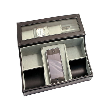Bey-Berk Black Leather Men's Valet Case - 11W x 2.75H in.