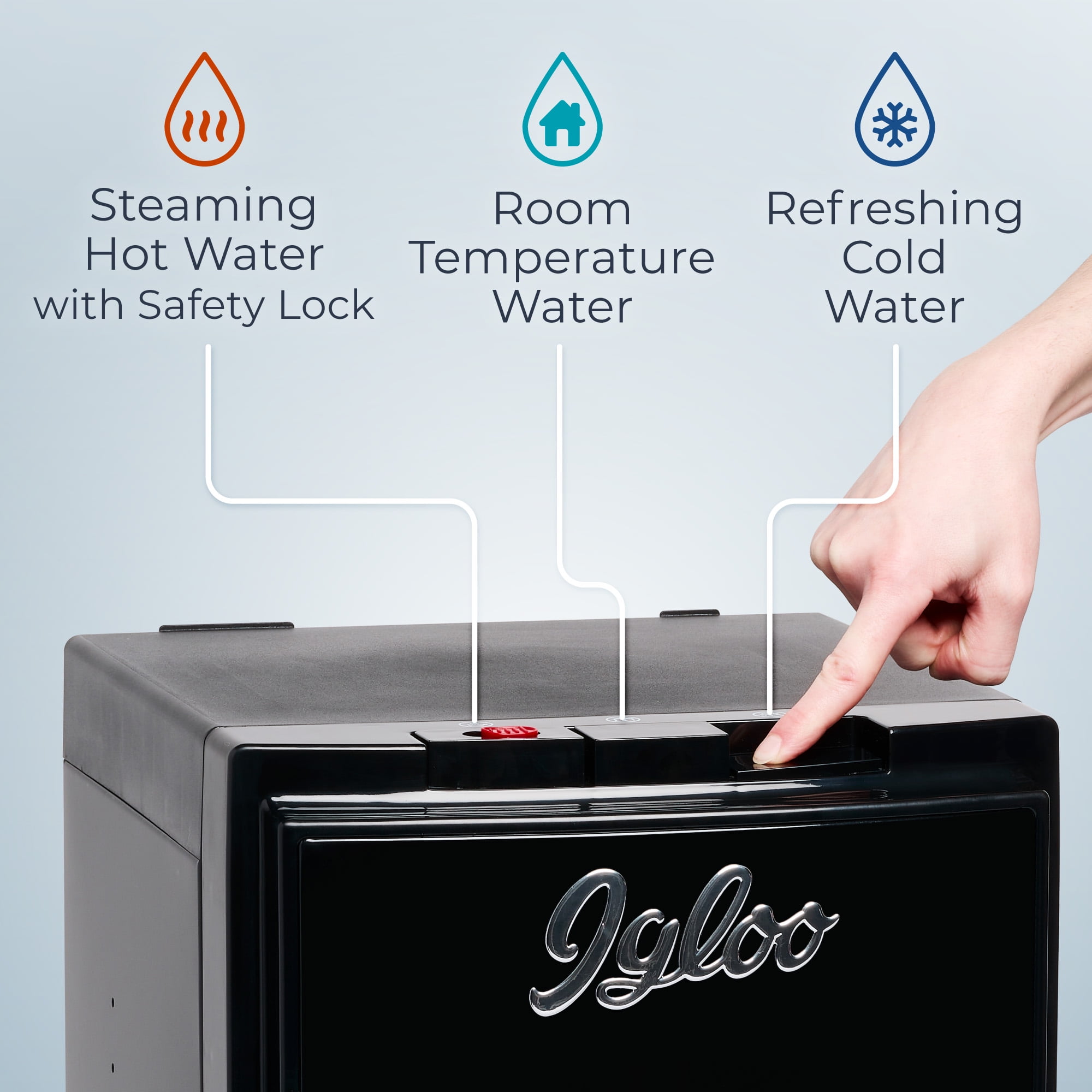 Igloo Retro Hot, Cold & Room Temperature Bottom-Load Water Dispenser, Black