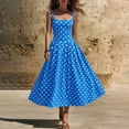 thumbnail image 6 of HAOTAGS Womens Polka Dot Dresses,Square Neck Sleeveless Cocktail Party Gown A-Line Dress Sky Blue Size M, 6 of 9