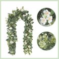 thumbnail image 6 of HYLLai Eucalyptus Leaf and Camellia Rattan Garland, 70.87 Inch Artificial Greenery for Home, Wedding, or Christmas Decor, Green Plastic Hanging Vine, 6 of 6