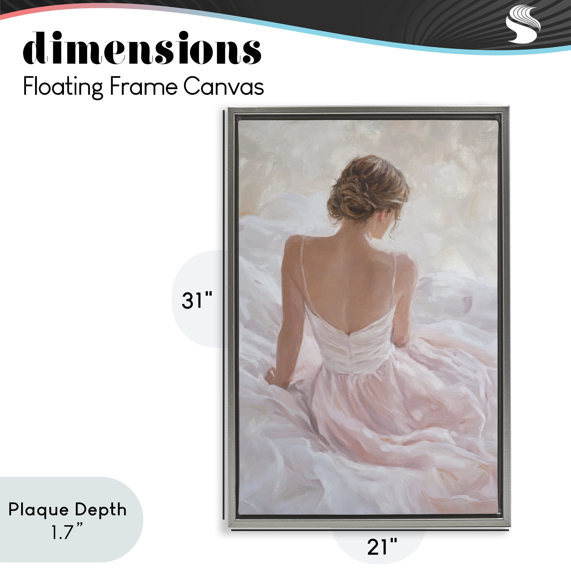 Stupell Industries Quiet Reflection in Pastel Pink Gray Framed Floater Canvas Wall Art, design by Petal Prints Design