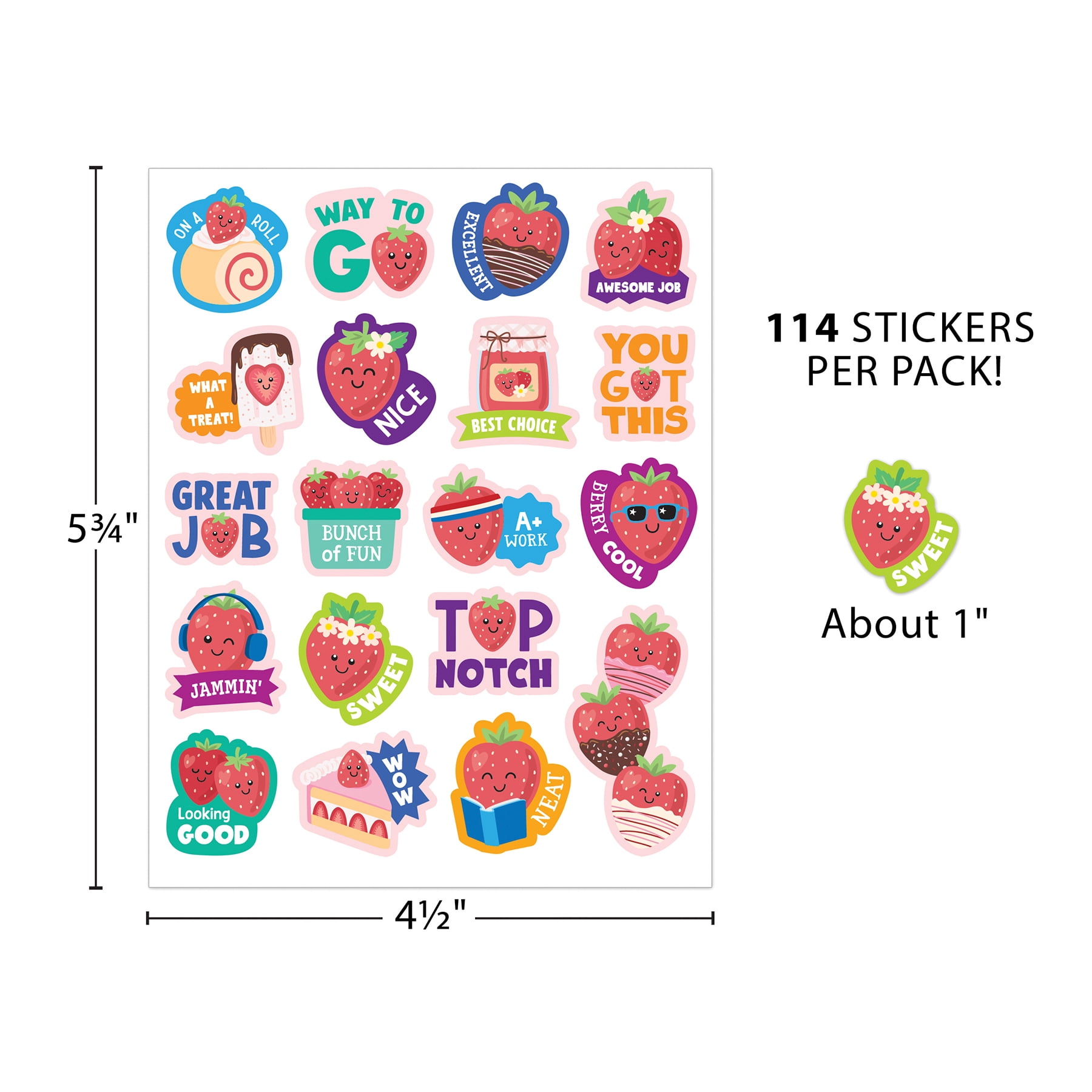 Teacher Created Resources Strawberry Smelly Stickers, 114 Per Pack, 6 Packs