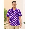 thumbnail image 2 of INSPIRE CHIC Camisa de lunares de verano para hombre, camisas hawaianas con patrón de manga corta y botones Púrpura M, 2 of 6