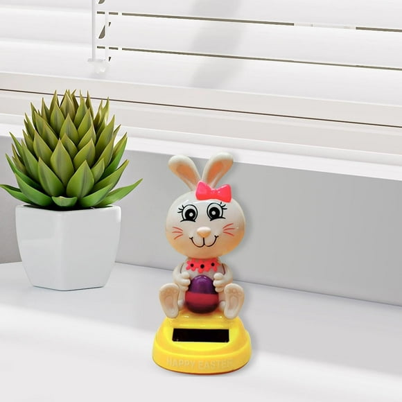 Solar Dancing Bunny Solar Bobblehead Car Toy Easter Rabbit Dancing Figurine Interactive & Cute Solar Powered Bunny Swing Doll For Car Home 1pc Dabble
