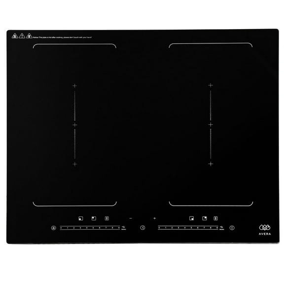 Parrilla de Inducción 4 quemadores 220V Vidrio Cerámico 2 Zonas Flex y Funcion Booster 7000 a 8000 W, 9 niveles de temperatura, Control táctil, Seguridad avanzada AVERA PIVF2