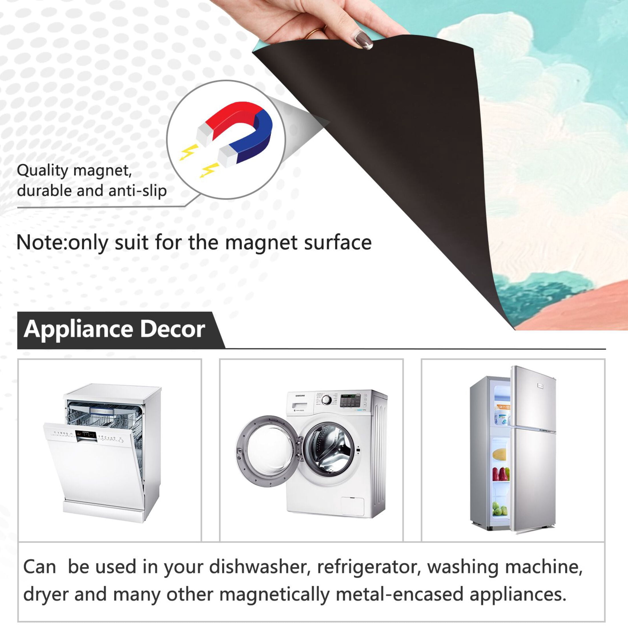 Dishwasher Magnetic Sticker 23x26 Inch Refrigerator Magnetic Sticker Washing Machine Magnetic Sticker Kitchen Panel Magnetic Sticker Home Decor Beautiful Cartoon Seaside