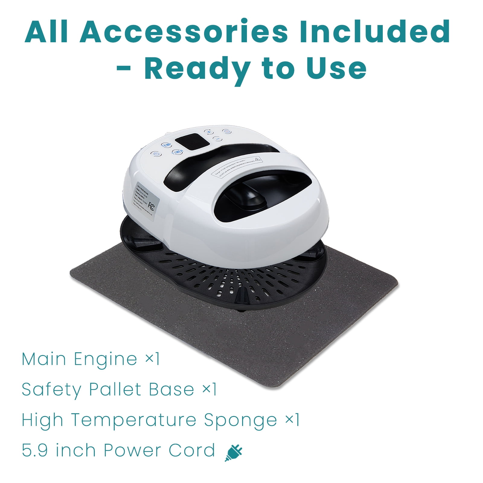 edx Heat Press Machine, Portable Easy-Press for T-Shirts, Tote Bags, Pillows, Aprons & More, 0-450°F Temperature Control with LCD Display