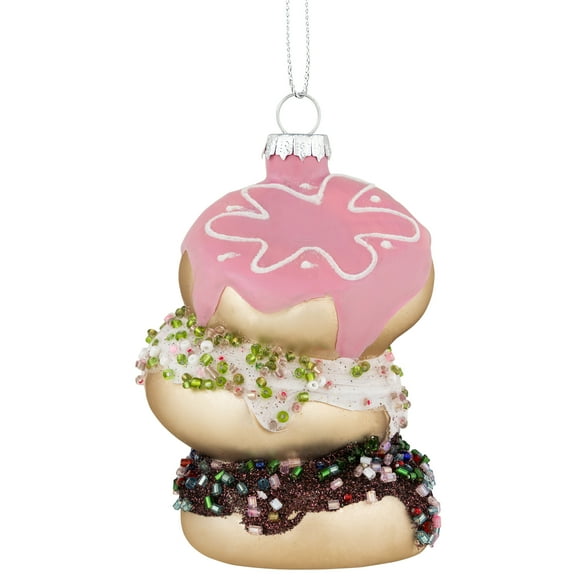 Northlight 3.75" Triple Stacked Doughnuts Glass Christmas Ornament