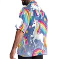 thumbnail image 3 of Robot Unicorn Attack Men's Short Sleeve Casual Printed Button Down Beach Shirt - Summer Hawaiian Top, 3 of 6