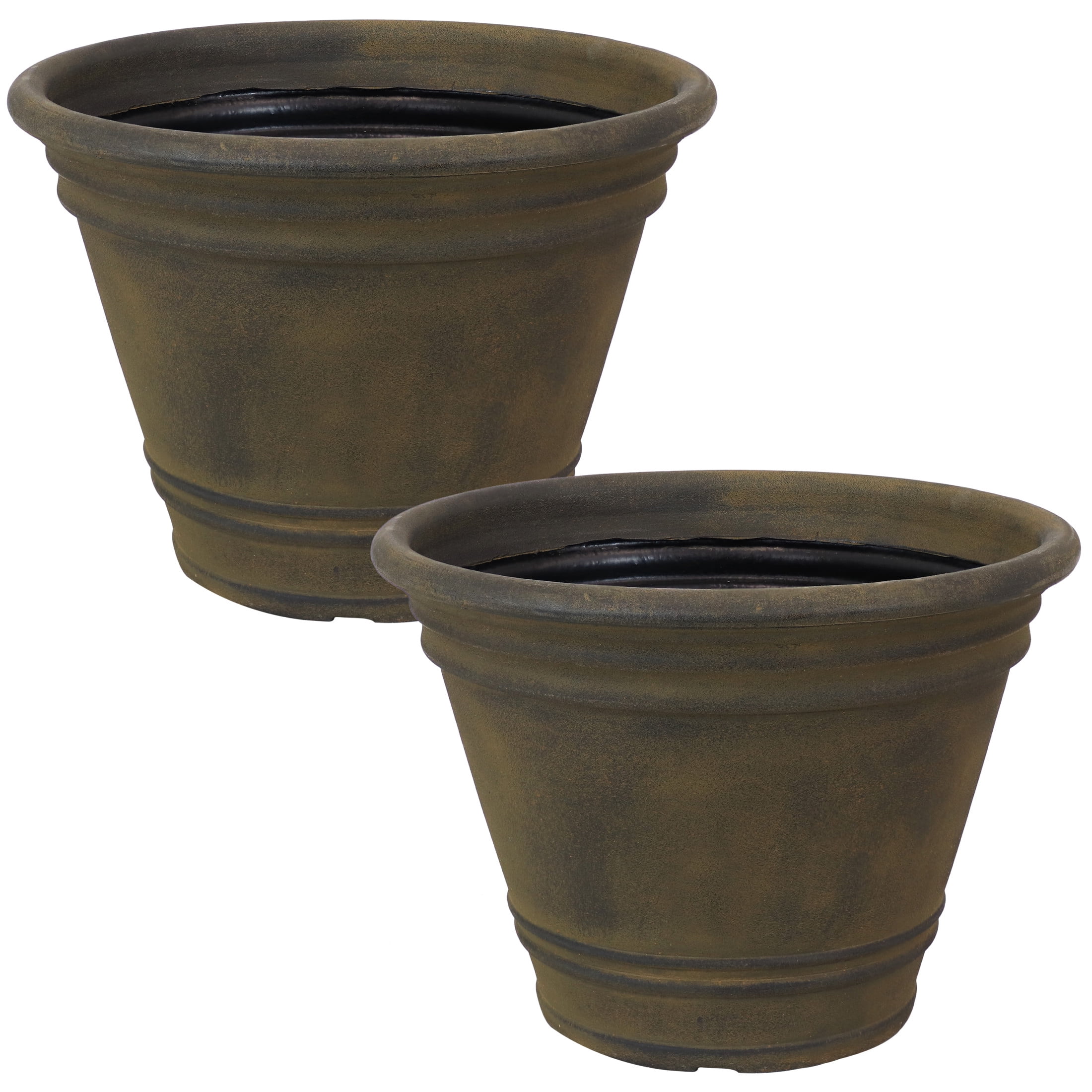 Sunnydaze Franklin 20" x 20" x 14.75" Round Sable Polyresin Outdoor Planter Pot 2-Count
