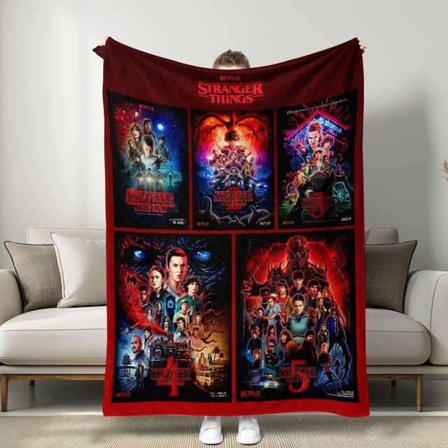 Stranger -T-things -Blanket- Season Full Theme Blanket, Soft Warm Cover, Home Sofa Decor, Bedroom Heating, Casual Throw, TV Fan Gift